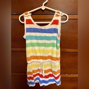 Primary Rainbow Striped Romper Girls 4-5 NWOT